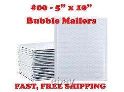 #00 5x10 POLY BUBBLE MAILERS SELF SEAL SHIPPING BAGS ENVELOPES PADDED (5x9)