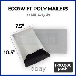 1-10000 7.5x10.5 EcoSwift Poly Mailers Envelope Plastic Shipping Bags 1.70 MIL