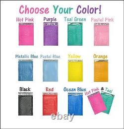 4x8 Hot Pink, Teal Poly Bubble Mailers, Colored Padded Shipping Mailing Envelopes