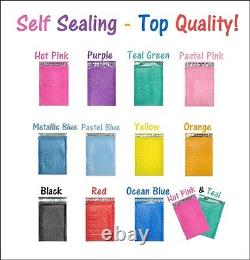 4x8 Hot Pink, Teal Poly Bubble Mailers, Colored Padded Shipping Mailing Envelopes