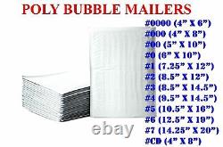 50/100/200/500 Poly Bubble Mailers Padded Envelope Shipping Bags Seal Any Size
