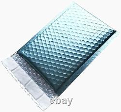 #0 6.5x10 (6.5x9) Enveloppes de courrier à bulles en polyéthylène bleu glacé mat métallique.