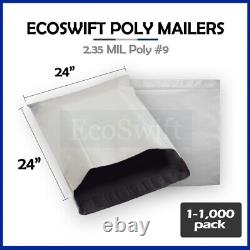 1-1000 24 x 24 EcoSwift Poly Mailers Envelopes Plastic Shipping Bags 2.35 MIL<br/>1-1000 24 x 24 EcoSwift Sacs d'expédition en plastique pour enveloppes en polyéthylène 2.35 MIL