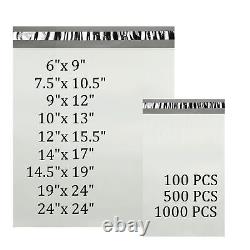 1000 PCS 6x9 9x12 10x13 12x15.5 Sacs postaux en polyéthylène à fermeture auto-adhésive