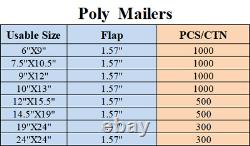 Sacs d'expédition Poly Mailers Bas Enveloppe Emballage Premium 24 x 24 300PCS/BOX