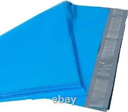 Sacs d'expédition de couleur bleue en polyéthylène 10x13 avec fermeture auto-adhésive pour envois postaux en plastique.