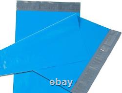 Sacs d'expédition de couleur bleue en polyéthylène 10x13 avec fermeture auto-adhésive pour envois postaux en plastique.